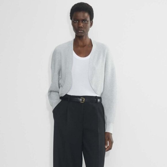 BABATON Decision Shrug Heather Chrome Grey Crop Cardigan Sweater XS - Picture 6 of 13